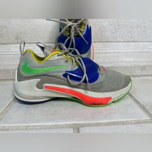 Nike Zoom Freak 3 Gray and Blue Sneakers with Neon Accents